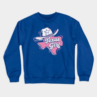 Retro Texas Girl Cartoon Texas Outline Crewneck Sweatshirt